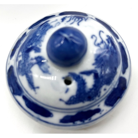 VTG Chinese Teapot Porcelain Upright Handle S Shaped Spout with Dragon Design - Picture 9 of 11